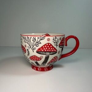 Potter's Studio Mushroom Mug Red White Polka Dot Ceramic Coffee Cup Cottagecore
